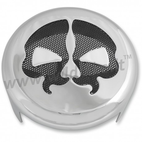 COUVERTURE DE KLAXON DIVISÉ CRÂNE CHROME/NOIR POUR HARLEY DAVIDSON XL SPORTSTER ET TWIN CAM