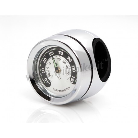 THERMOMETER UNITECH ALUMINUM CHROME FOR  HANDLEBAR 1" 22/25 MM. CUSTOM BIKE AND HARLEY