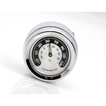THERMOMETER UNITECH ALUMINUM CHROME FOR  HANDLEBAR 1" 22/25 MM. CUSTOM BIKE AND HARLEY