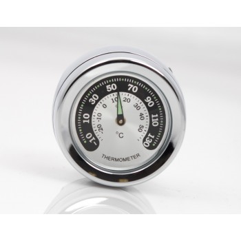 Thermomètre UNITECH ALUMINIUM CHROME POUR GUIDON 1 1/4" 30/32 MM. CUSTOM BIKE ET HARLEY