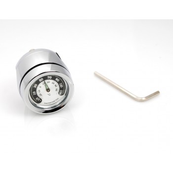 Thermomètre UNITECH ALUMINIUM CHROME POUR GUIDON 1 1/4" 30/32 MM. CUSTOM BIKE ET HARLEY