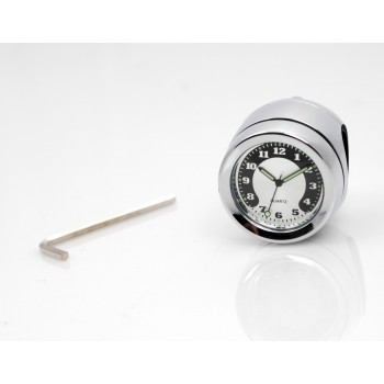 OROLOGIO UNITECH IN ALLUMINIO CROMATO PER MANUBRI DA 1 1/4" 30-32 MM. MOTO CUSTOM E HARLEY