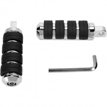 CHROME FOOTPEGS RUBBER DELUXE  FOR HARLEY DAVIDSON
