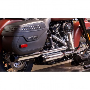 SYSTÈME POT D'ÉCHAPPEMENT RINEHART SLIP-ON 3.5" CHROME/NOIR POUR HARLEY DAVIDSON FLDE/FLHC SOFTAIL M8 2018