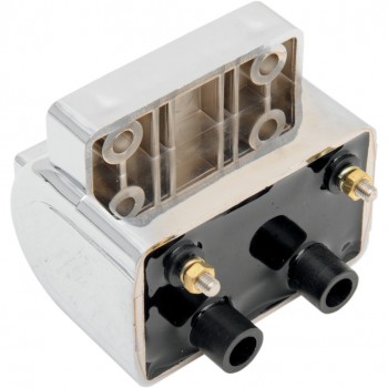 BOBINA UNIVERSALE ESTERNA DI ACCENSIONE CROMATA 12V/5OHM DOPPIA USCITA PER MOTO E HARLEY DAVIDSON