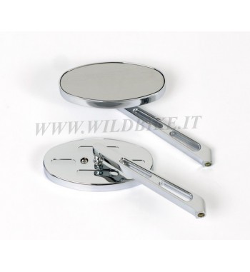 SPECCHIETTI OVALI IN ALLUMINIO BILLET PER MOTO CUSTOM -STELO CORTO