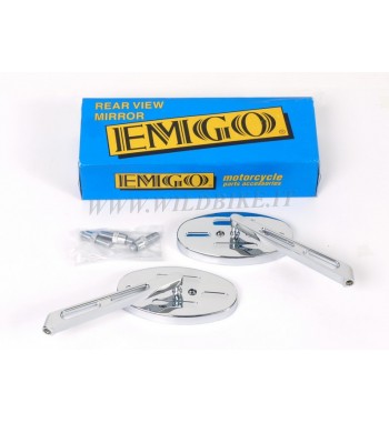 SPECCHIETTI OVALI IN ALLUMINIO BILLET PER MOTO CUSTOM -STELO CORTO