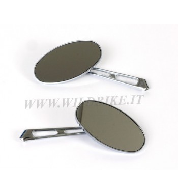 SPECCHIETTI OVALI IN ALLUMINIO BILLET PER MOTO CUSTOM -STELO LUNGO