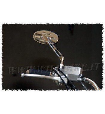SPECCHIETTI OVALI IN ALLUMINIO BILLET PER MOTO CUSTOM -STELO LUNGO