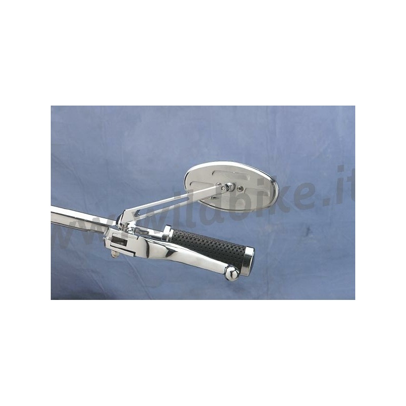 SPECCHIO OVALE BILLET STEALTH II CROMATO PER MOTO CUSTOM E HARLEY