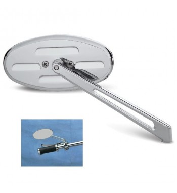 SPECCHIO OVALE BILLET STEALTH I CROMATO MOTO CUSTOM E HARLEY DAVIDSON