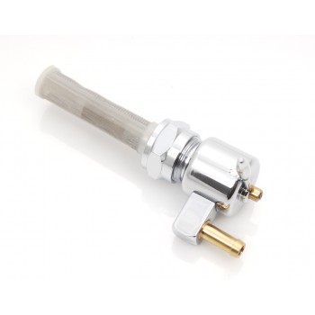 ROBINET CHROME DE RÉSERVOIR AVEC SORTIE VERS LE BAS  MOTO CUSTOM ET HARLEY DAVIDSON
