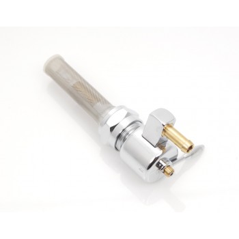 RUBINETTO CROMATO DA SERBATOIO CON USCITA INFERIORE MOTO CUSTOM E HARLEY DAVIDSON