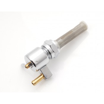 RUBINETTO CROMATO DA SERBATOIO CON USCITA INFERIORE MOTO CUSTOM E HARLEY DAVIDSON