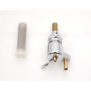 RUBINETTO CROMATO DA SERBATOIO CON USCITA INFERIORE MOTO CUSTOM E HARLEY DAVIDSON