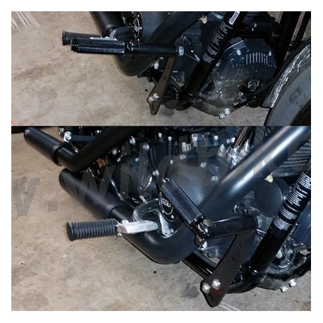 KIT SUPPORTI COMANDI AVANZATI NERI CON PEDANE ESTESE HARLEY DAVIDSON FXD DYNA '92-'17