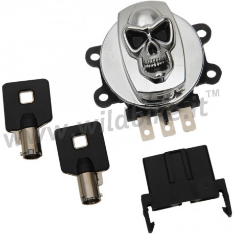 BLOCCHETTO CROMATO/NERO COMANDO ACCENSIONE TESCHIO HARLEY DAVIDSON FXST FLST SOFTAIL 2000-2010