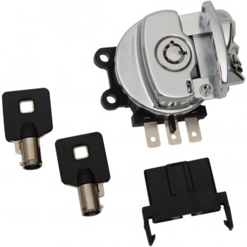 CHROME/BLACK SKULL IGNITION SWITCH HARLEY DAVIDSON FXST FLST SOFTAIL 2000-2010