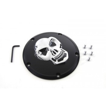 COUVERCLE D'EMBRAYAGE CARTER SKULL DELUXE 3D NOIR/CHROME HARLEY DAVIDSON BIG TWIN/TWIN CAM '99 -'17