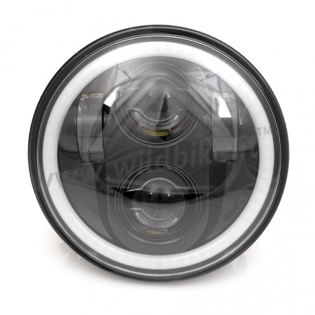 GRUPPO OTTICO FARO ANTERIORE LED OMOLOGATO 5.75 SUPERLIGHT ANELLO HALO HARLEY DAVIDSON FXST/FLST SOFTAIL '07-'17