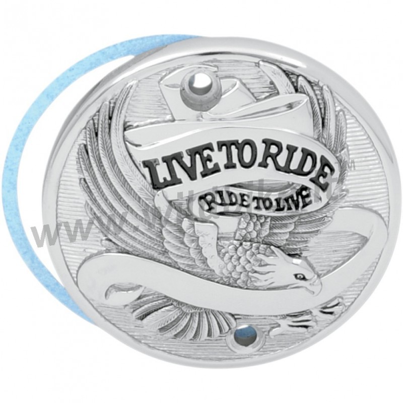POINT COVER "LIVE TO RIDE" CHROME HARLEY XL SPORTSTER '86-'03