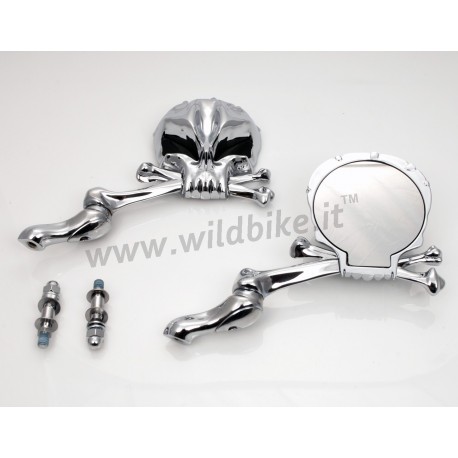 SPIEGEL SKULLHEAD mit roten Augen SCHWARZE FÜR HARLEY DAVIDSON UND CUSTOM MOTORRÄDER