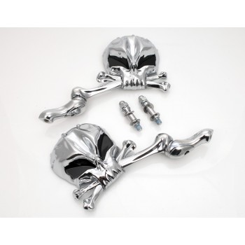 SPECCHIETTI RETROVISORI TESCHIO SKULLHEAD NERI MOTO CUSTOM E HARLEY DAVIDSON