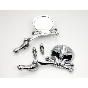 SPECCHIETTI RETROVISORI TESCHIO SKULLHEAD NERI MOTO CUSTOM E HARLEY DAVIDSON