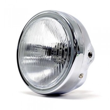 PHARES AVANT CHROME MONTAGE LATÉRAL CAFE RACER 165 MM. POUR MOTOCYCLETTE ET HARLEY DAVIDSON