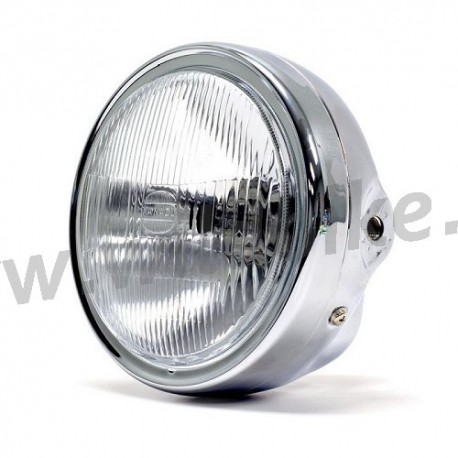 FARO ANTERIORE CAFE RACER CROMATO ATTACCO LATERALE 165 MM. MOTO E HARLEY DAVIDSON
