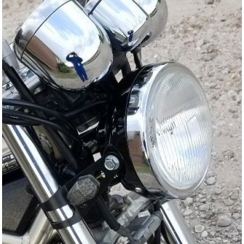 SIDE MOUNT CHROME/BLACK HEADLIGHTS 165 MM. FOR MOTORCYCLES AND HARLEY DAVIDSON