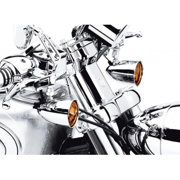 BLINKER LENS ORANGE KIT DEUCE STYLE MIT CHROMSPANGEN RINGS für HARLEY DAVIDSON