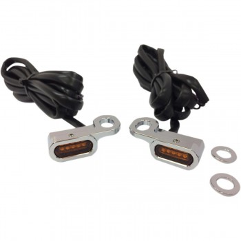 MINI FRECCE ANTERIORI CROMATE A LED OMOLOGATE PER MANUBRIO HARLEY DAVIDSON FLT/FLH TOURING '14-'16