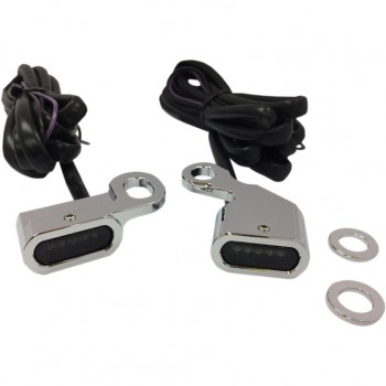 MINI FRECCE ANTERIORI CROMATE A LED FUMÉ OMOLOGATE PER MANUBRIO HARLEY DAVIDSON FXD DYNA '99-'17