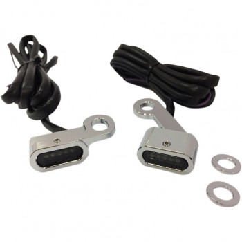 MINI CHROME TURN SIGNALS DRAG LED SMOKED EU APPROVED FOR HANDLEBAR HARLEY DAVIDSON XL SPORTSTER '04-'19