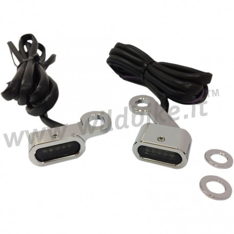 MINI BLINKER VERCHROMT DRAG LED GERÄUCHERT EU-ZULASSUNG FUER LENKER FÜR HARLEY DAVIDSON XL SPORTSTER '04-'19