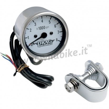 COMPTE-TOUR ÉLECTRONIQUE ACIER MINI 60 MM FONDS BLANC POUR MOTOCYCLETTE YAMAHA XVS 650/1100 DRAGSTAR
