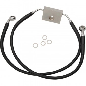 TUBI FRENI CON ABS ANTERIORI AERONAUTICI IN ACCIAIO NERO OEM 41800151 HARLEY DAVIDSON XL 883N IRON '14-'19