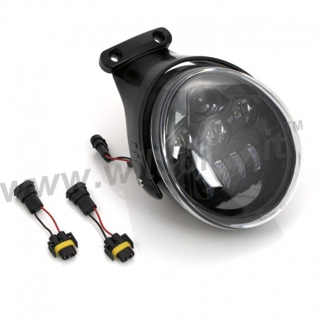 PHARES AVANT LED EU APPROUVÉ SUPERLIGHT NOIR AVEC SUPPORT POUR HARLEY DAVIDSON V-ROD