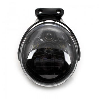 PHARES AVANT LED EU APPROUVÉ SUPERLIGHT NOIR AVEC SUPPORT POUR HARLEY DAVIDSON V-ROD