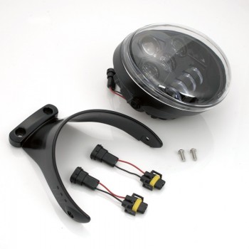 PHARES AVANT LED EU APPROUVÉ SUPERLIGHT NOIR AVEC SUPPORT POUR HARLEY DAVIDSON V-ROD