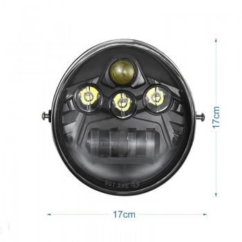 PHARES AVANT LED EU APPROUVÉ SUPERLIGHT NOIR AVEC SUPPORT POUR HARLEY DAVIDSON V-ROD
