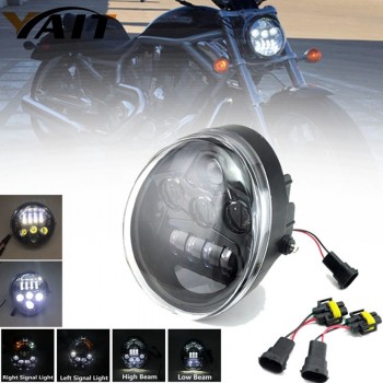 PHARES AVANT LED EU APPROUVÉ SUPERLIGHT NOIR AVEC SUPPORT POUR HARLEY DAVIDSON V-ROD