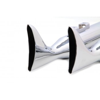 POTS SILENCIEUX D'ECHAPPEMENTS SLIP-ON 3" FISHTAIL CHROME POUR HARLEY DAVIDSON FLH/FLT TOURING M-EIGHT '18-'19
