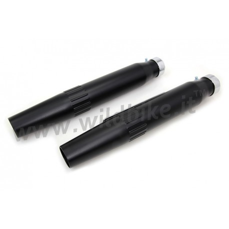 TERMINALI SCARICHI MARMITTE WYATT GATLING® UNIVERSALI TAPERED SCANALATI NERI PER MOTO CUSTOM