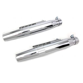 POTS ECHAPPEMENTS UNIVERSEL WYATT GATLING® CONIQUE RAINURÉ CHROME POUR MOTO CUSTOM