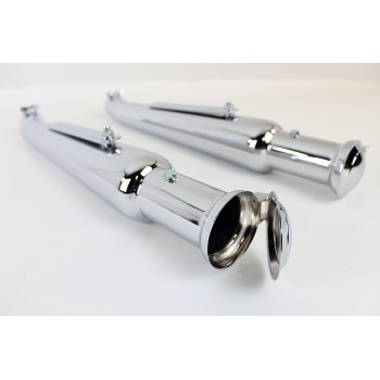 UNIVERSAL MUFFLERS EXHAUSTS WYATT GATLING® TRUMPET UPSWEEP CHROME FOR CUSTOM MOTORCYCLE