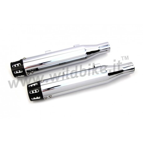 MUFFLERS EXHAUSTS  3" SLIP-ON WYATT GATLING® REVOLVER SLOTTED CHROME FOR HARLEY DAVIDSON XL SPORTSTER '14-'19