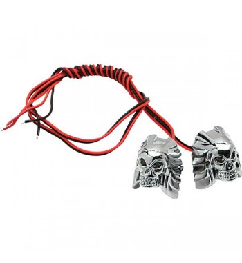 DADI PERNI PORTATARGA TESCHIO A LED BLU MOTO CUSTOM E HARLEY