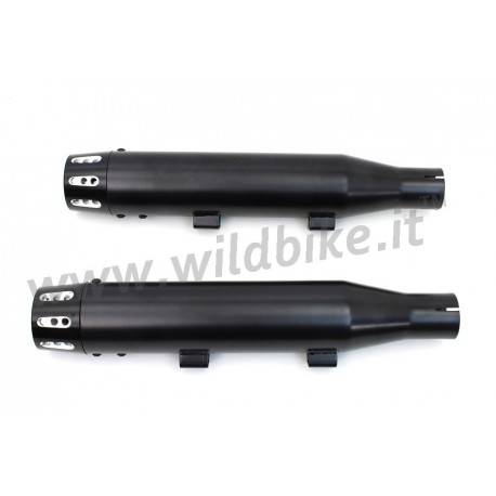 BLACK MUFFLERS EXHAUSTS  3" SLIP-ON WYATT GATLING® REVOLVER SLOTTED FOR HARLEY DAVIDSON XL SPORTSTER '14-'19